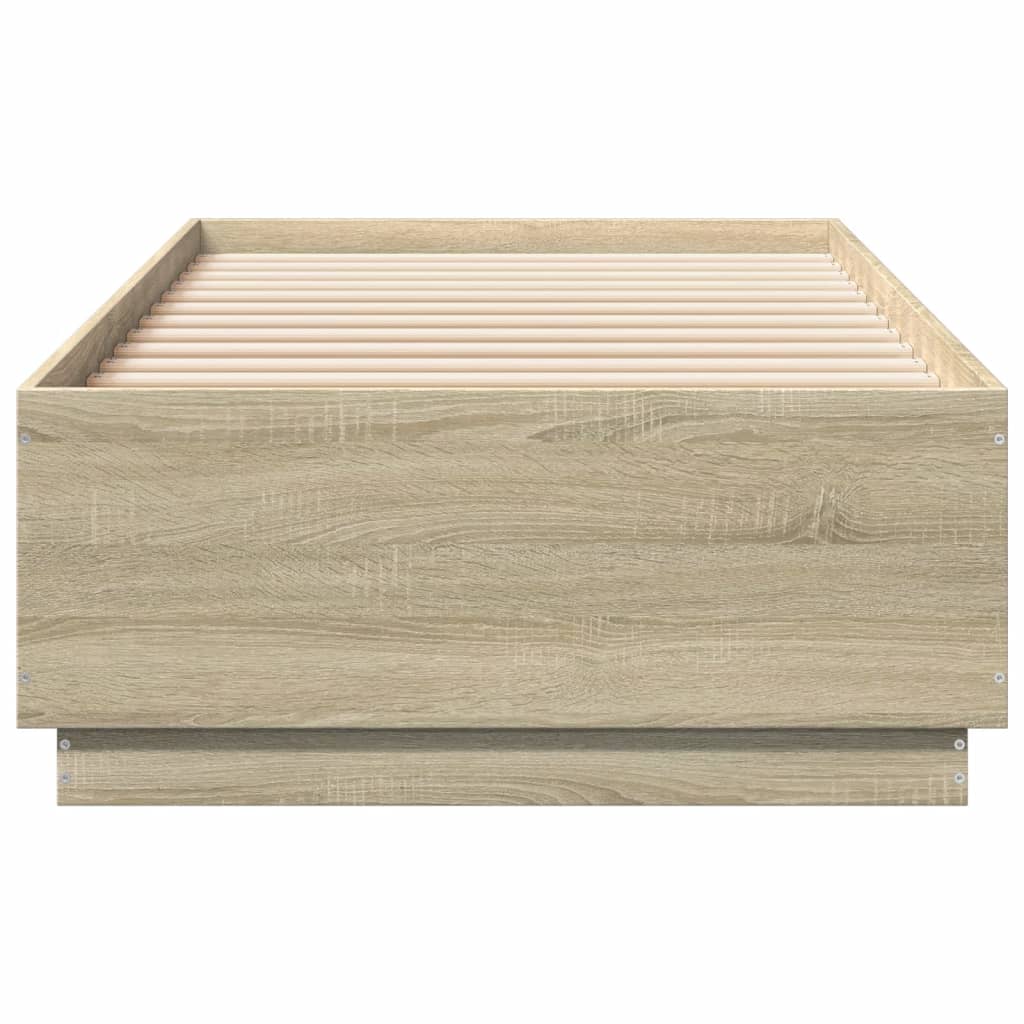 vidaXL Bed Frame with LED without Mattress Sonoma Oak 100x200 cm