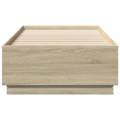 vidaXL Bed Frame with LED without Mattress Sonoma Oak 100x200 cm
