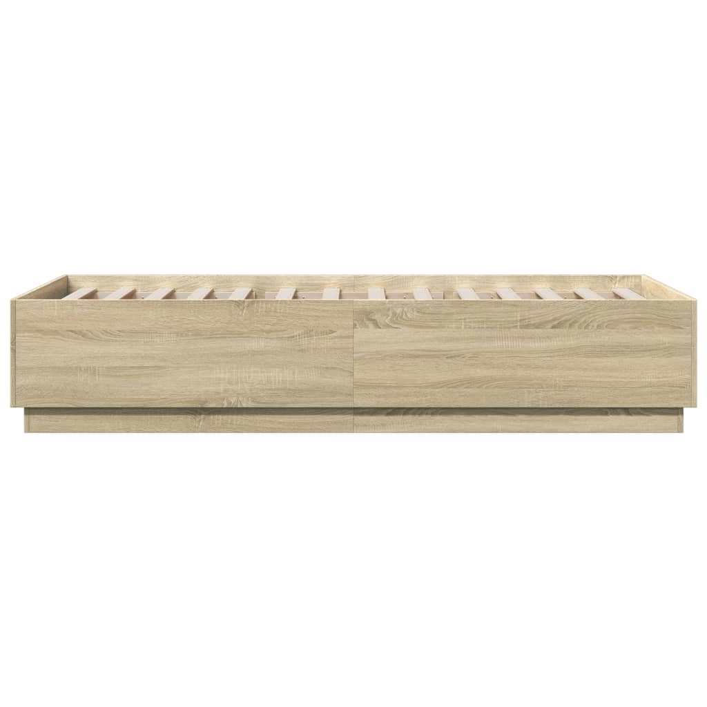 vidaXL Bed Frame with LED without Mattress Sonoma Oak 100x200 cm