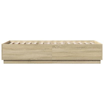 vidaXL Bed Frame with LED without Mattress Sonoma Oak 100x200 cm