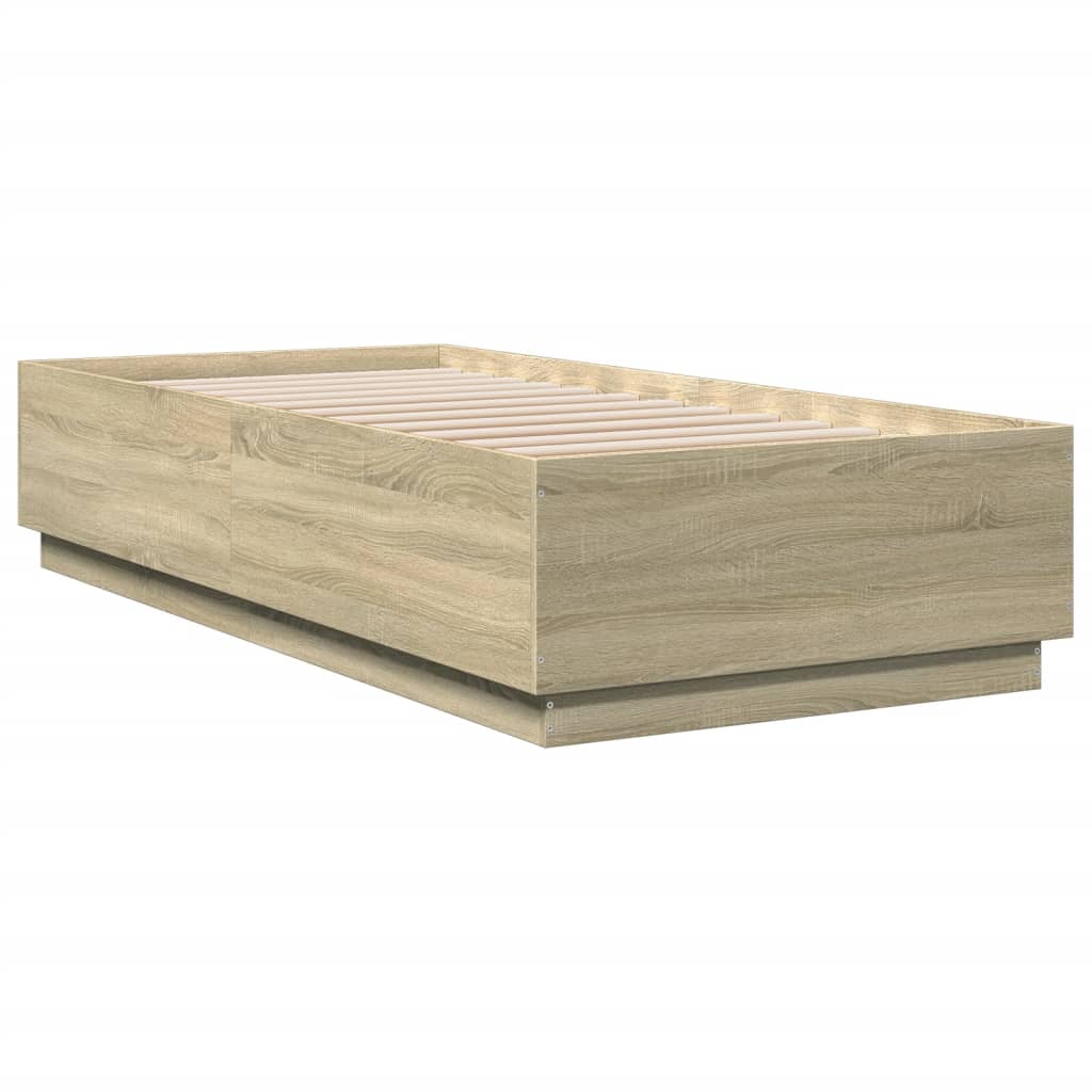 vidaXL Bed Frame with LED without Mattress Sonoma Oak 100x200 cm