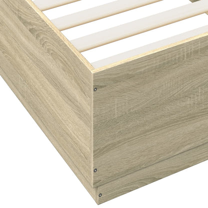 vidaXL Bed Frame with LED without Mattress Sonoma Oak 100x200 cm