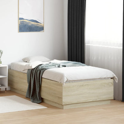 vidaXL Bed Frame with LED without Mattress Sonoma Oak 100x200 cm
