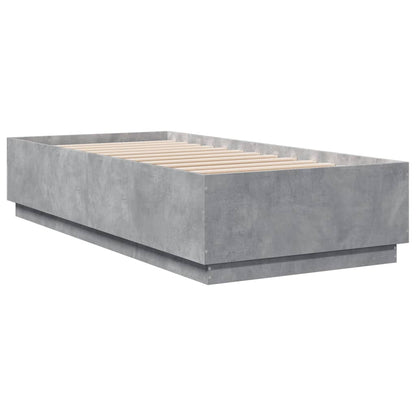 vidaXL Bed Frame with LED without Mattress Concrete Grey 100x200 cm