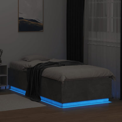 vidaXL Bed Frame with LED without Mattress Concrete Grey 100x200 cm