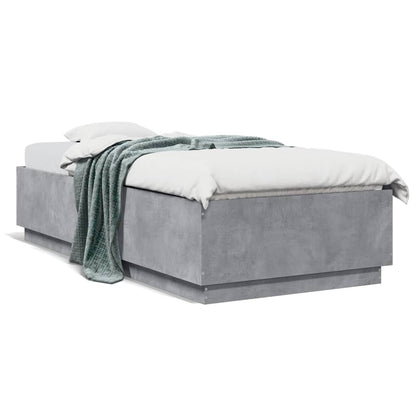 vidaXL Bed Frame with LED without Mattress Concrete Grey 100x200 cm