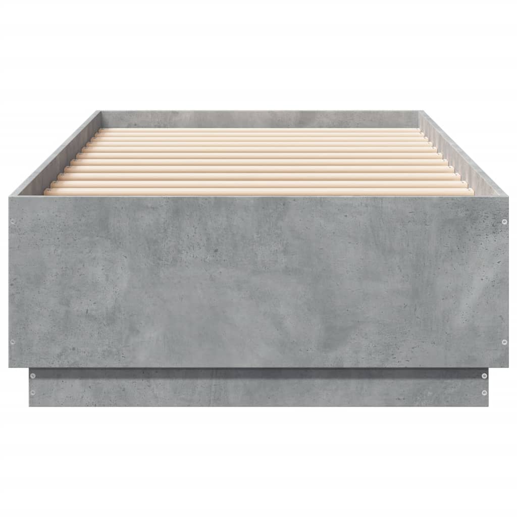 vidaXL Bed Frame with LED without Mattress Concrete Grey 100x200 cm