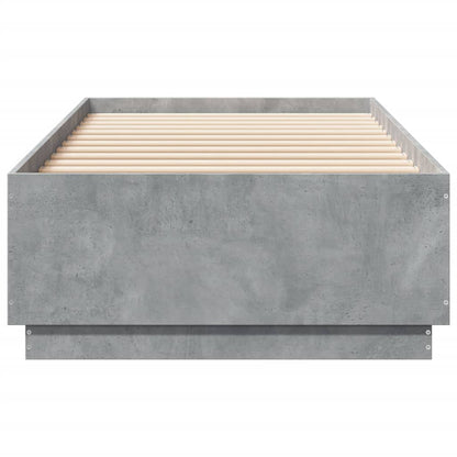 vidaXL Bed Frame with LED without Mattress Concrete Grey 100x200 cm
