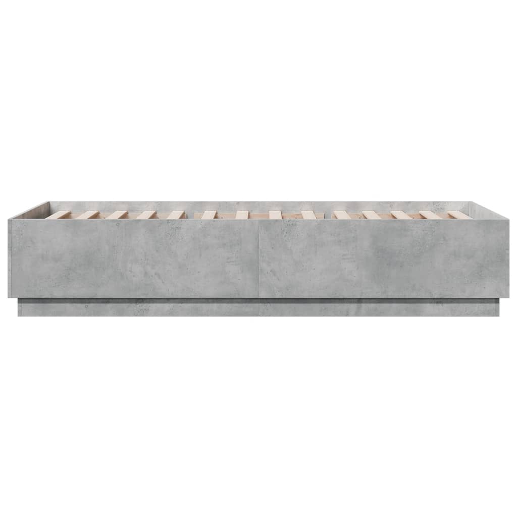 vidaXL Bed Frame with LED without Mattress Concrete Grey 100x200 cm