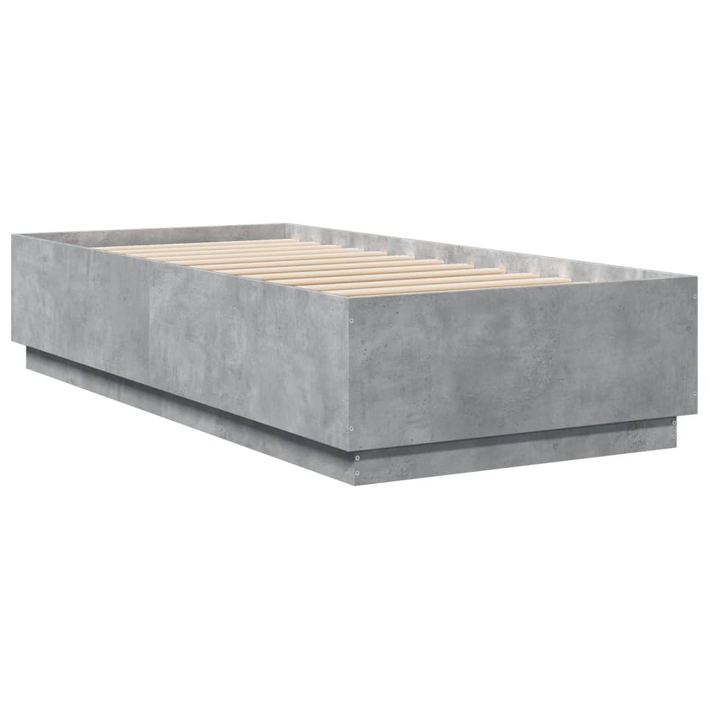 vidaXL Bed Frame with LED without Mattress Concrete Grey 100x200 cm