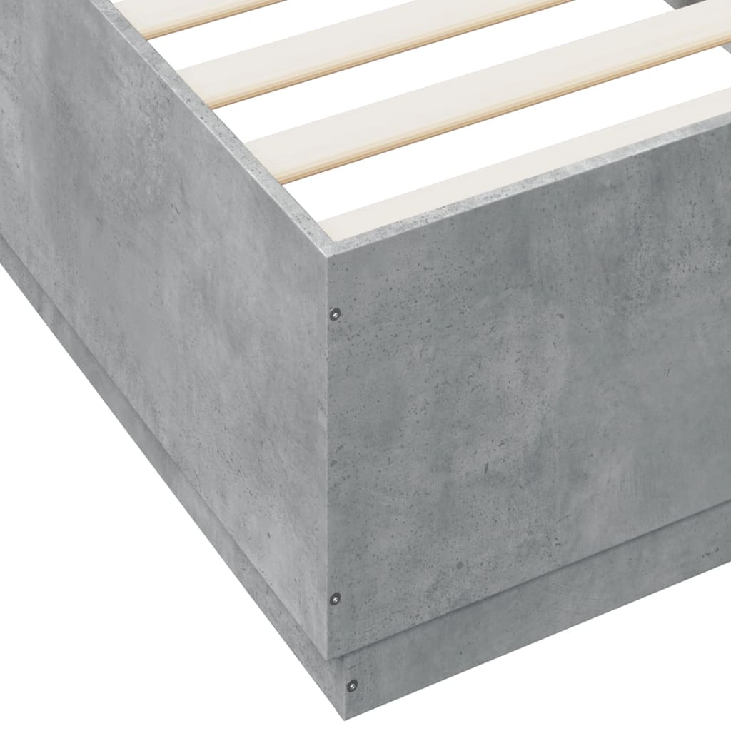 vidaXL Bed Frame with LED without Mattress Concrete Grey 100x200 cm