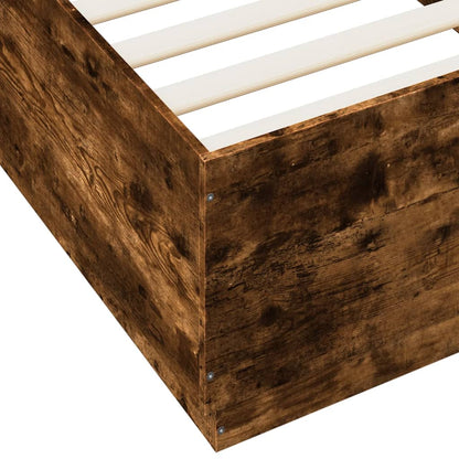 vidaXL Bed Frame with LED without Mattress Smoked Oak 100x200 cm
