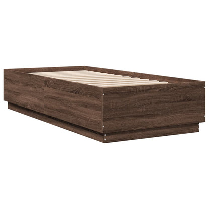 vidaXL Bed Frame with LED without Mattress Brown Oak 100x200 cm