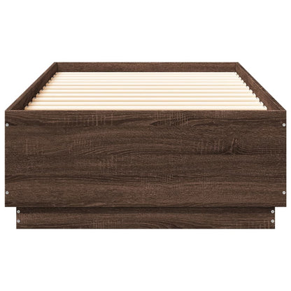 vidaXL Bed Frame with LED without Mattress Brown Oak 100x200 cm