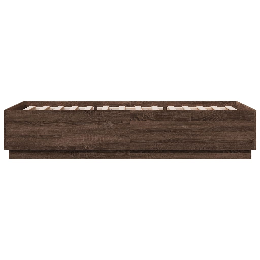 vidaXL Bed Frame with LED without Mattress Brown Oak 100x200 cm