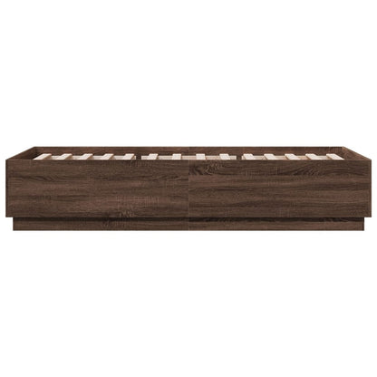 vidaXL Bed Frame with LED without Mattress Brown Oak 100x200 cm