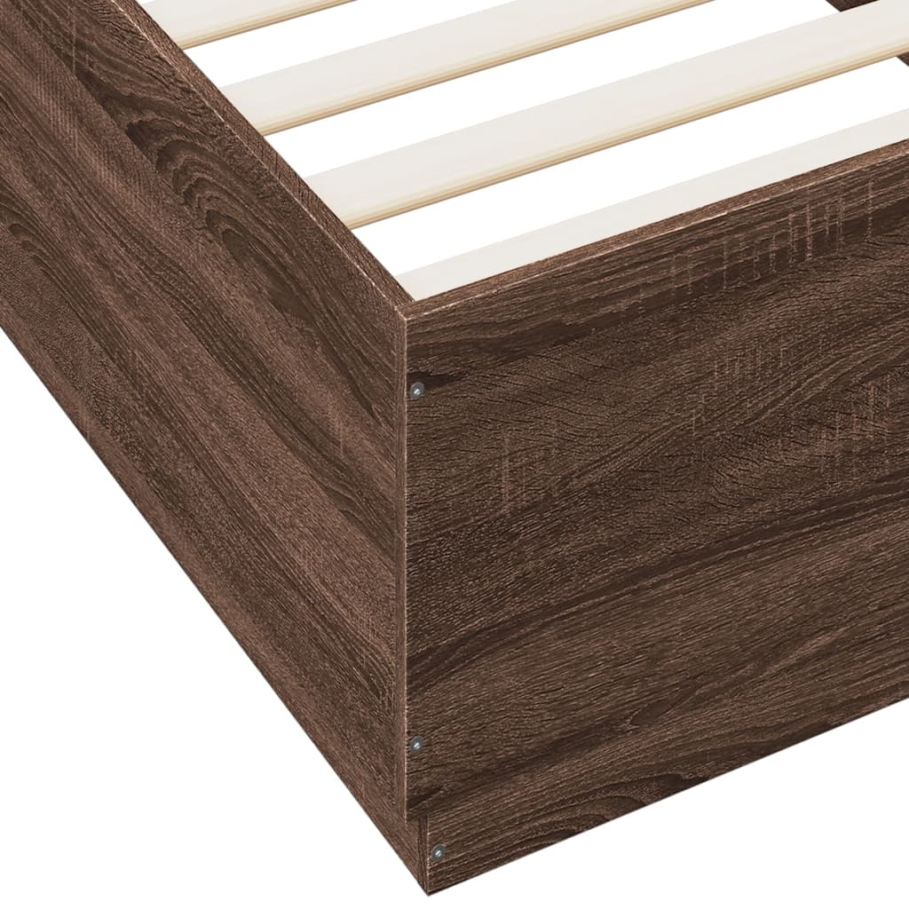 vidaXL Bed Frame with LED without Mattress Brown Oak 100x200 cm