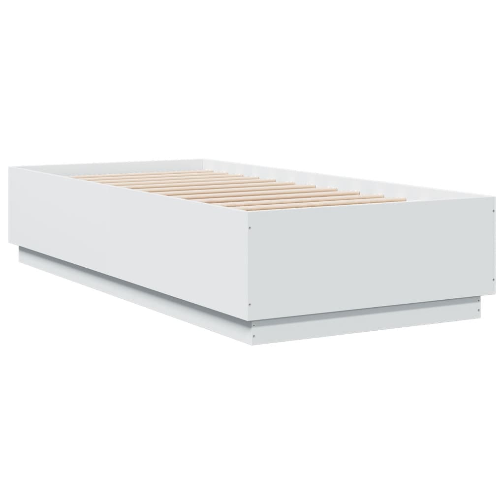 vidaXL Bed Frame with LED without Mattress White 90x200 cm