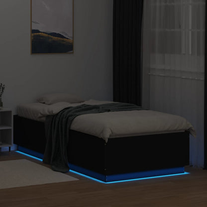 vidaXL Bed Frame with LED without Mattress Black 90x200 cm