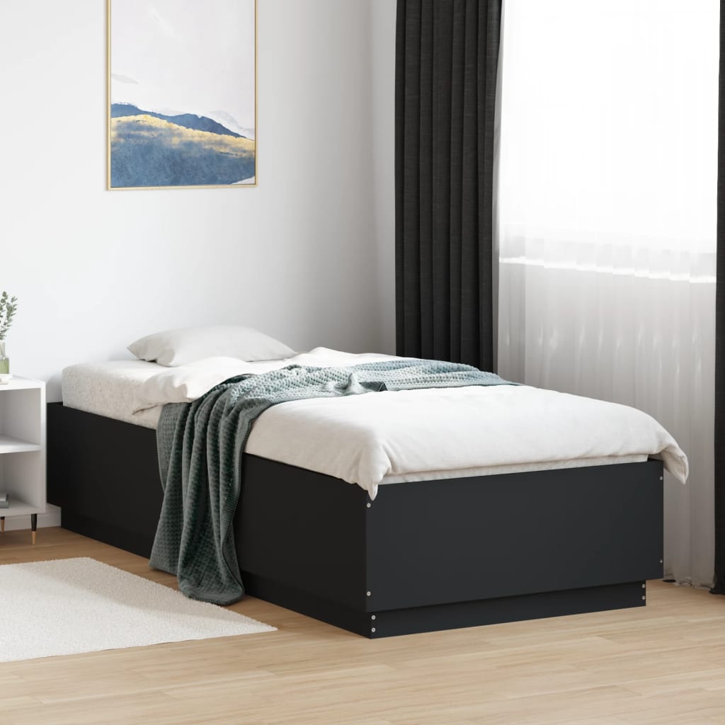 vidaXL Bed Frame with LED without Mattress Black 90x200 cm
