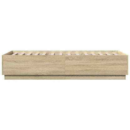 vidaXL Bed Frame with LED without Mattress Sonoma Oak 90x200 cm