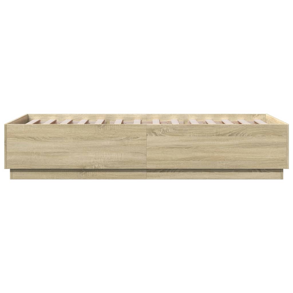 vidaXL Bed Frame with LED without Mattress Sonoma Oak 90x200 cm