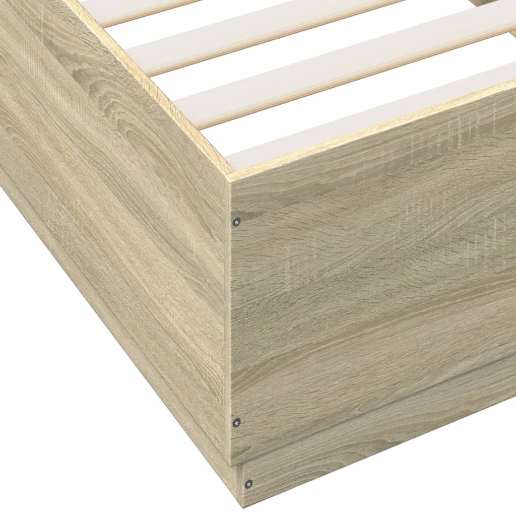 vidaXL Bed Frame with LED without Mattress Sonoma Oak 90x200 cm