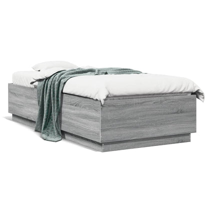 vidaXL Bed Frame with LED without Mattress Grey Sonoma 90x200 cm