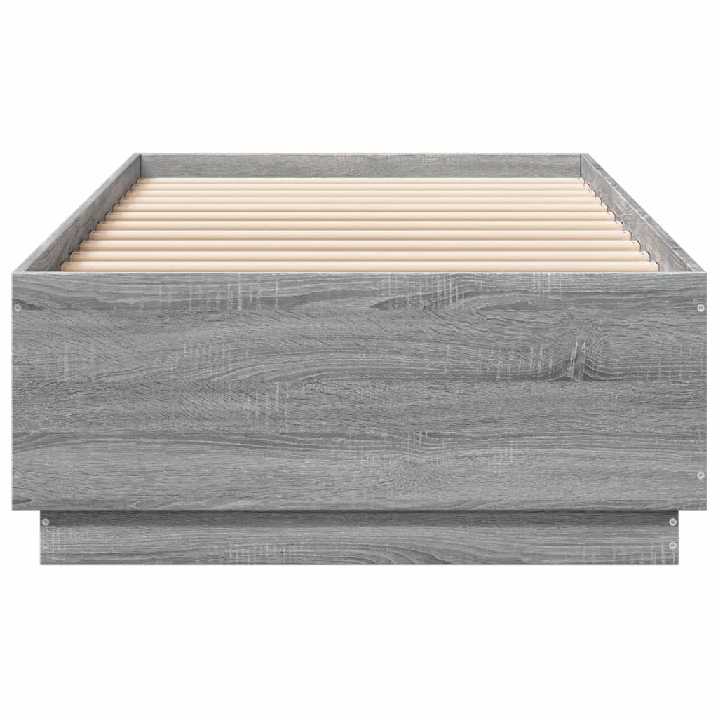 vidaXL Bed Frame with LED without Mattress Grey Sonoma 90x200 cm
