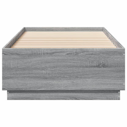 vidaXL Bed Frame with LED without Mattress Grey Sonoma 90x200 cm