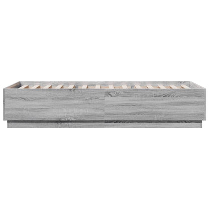 vidaXL Bed Frame with LED without Mattress Grey Sonoma 90x200 cm