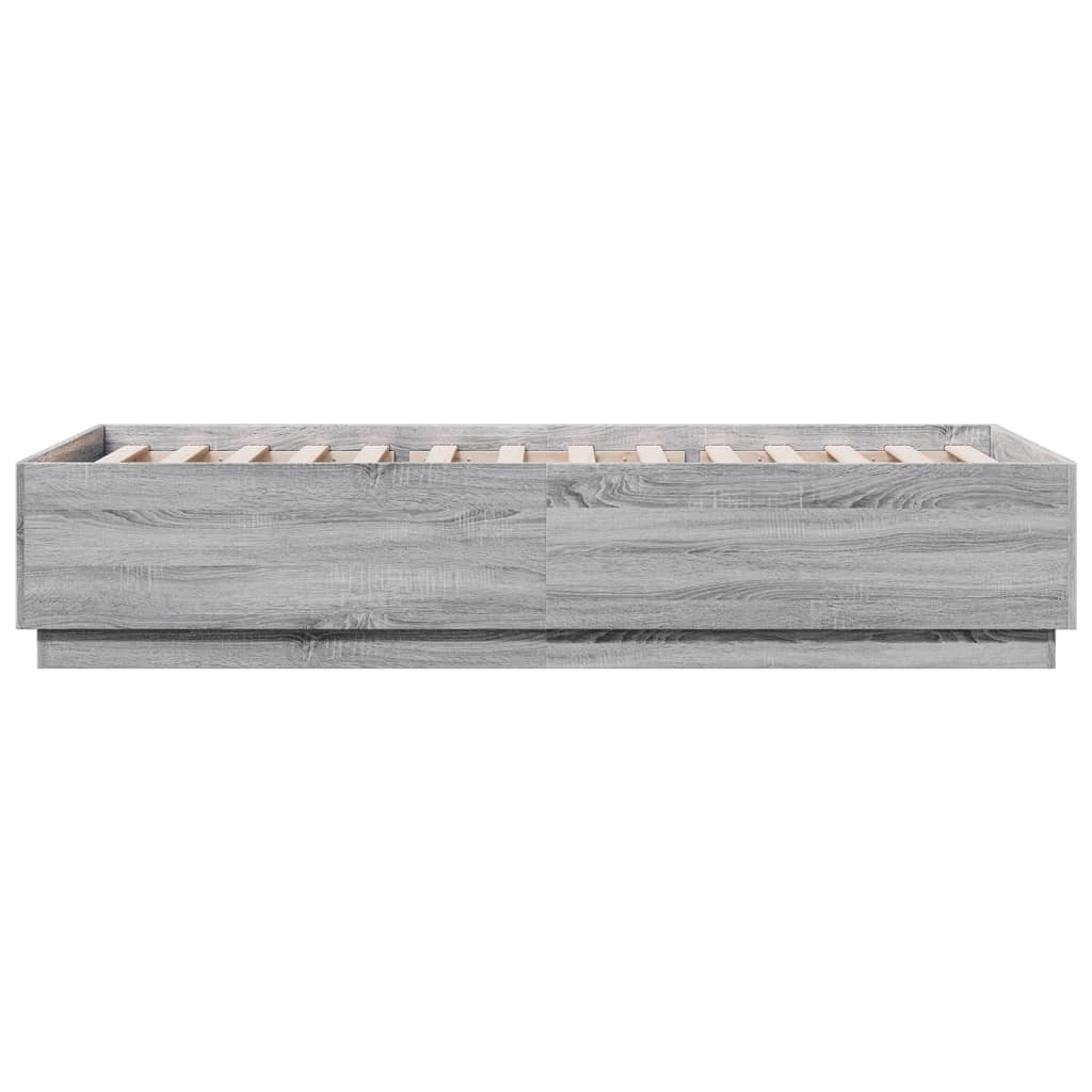 vidaXL Bed Frame with LED without Mattress Grey Sonoma 90x200 cm