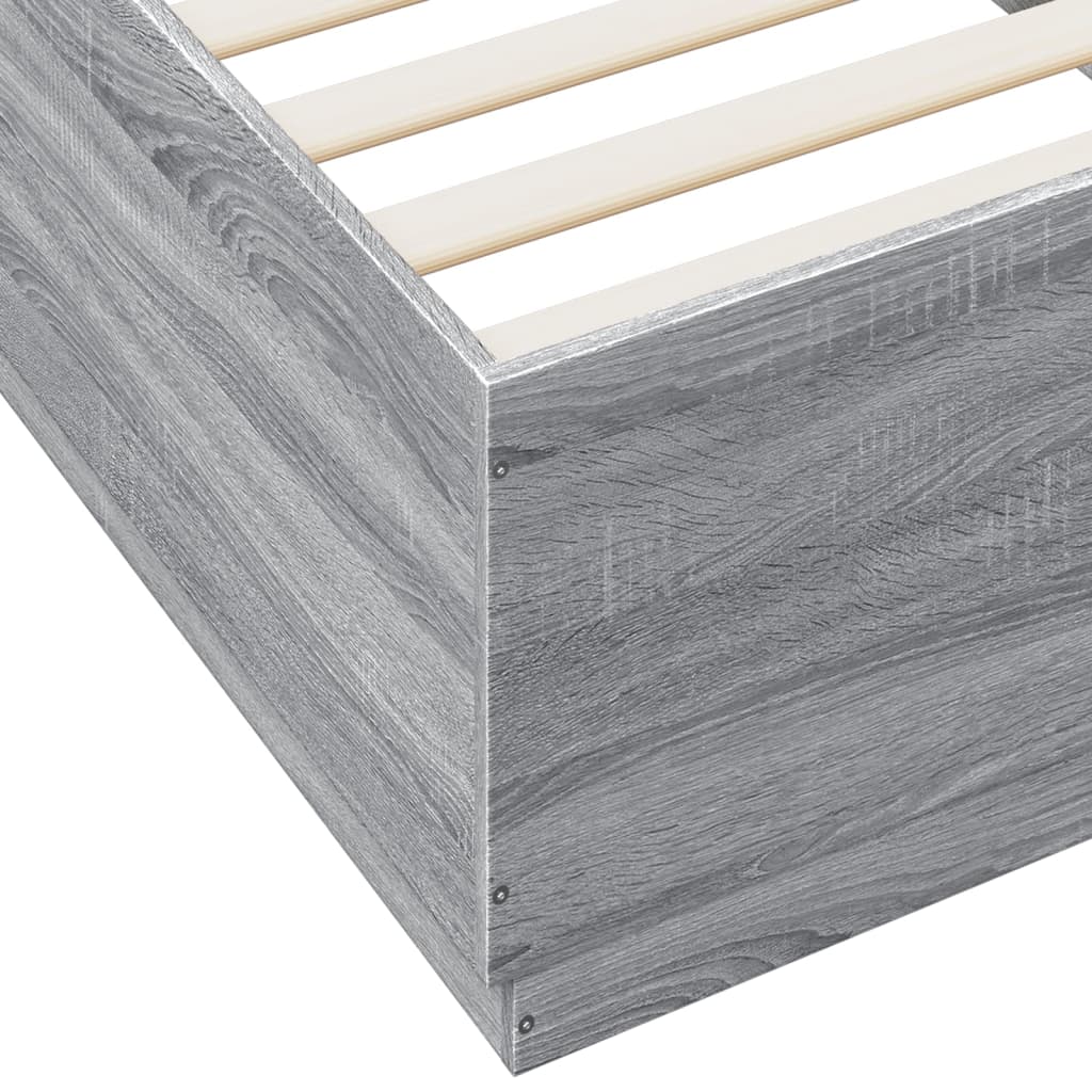 vidaXL Bed Frame with LED without Mattress Grey Sonoma 90x200 cm