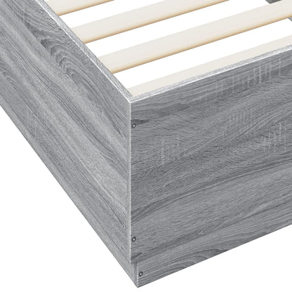 vidaXL Bed Frame with LED without Mattress Grey Sonoma 90x200 cm