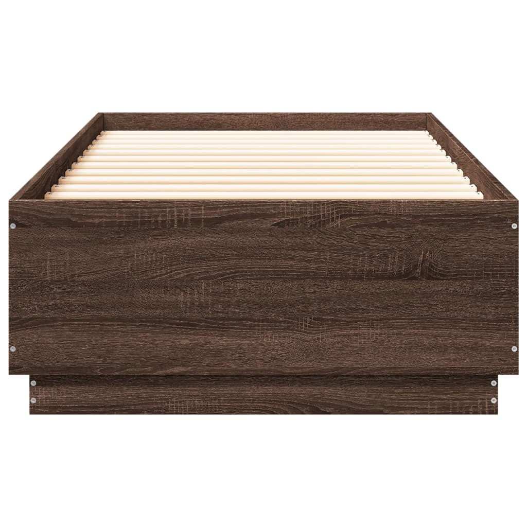 vidaXL Bed Frame with LED without Mattress Brown Oak 90x200 cm