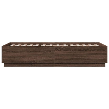 vidaXL Bed Frame with LED without Mattress Brown Oak 90x200 cm