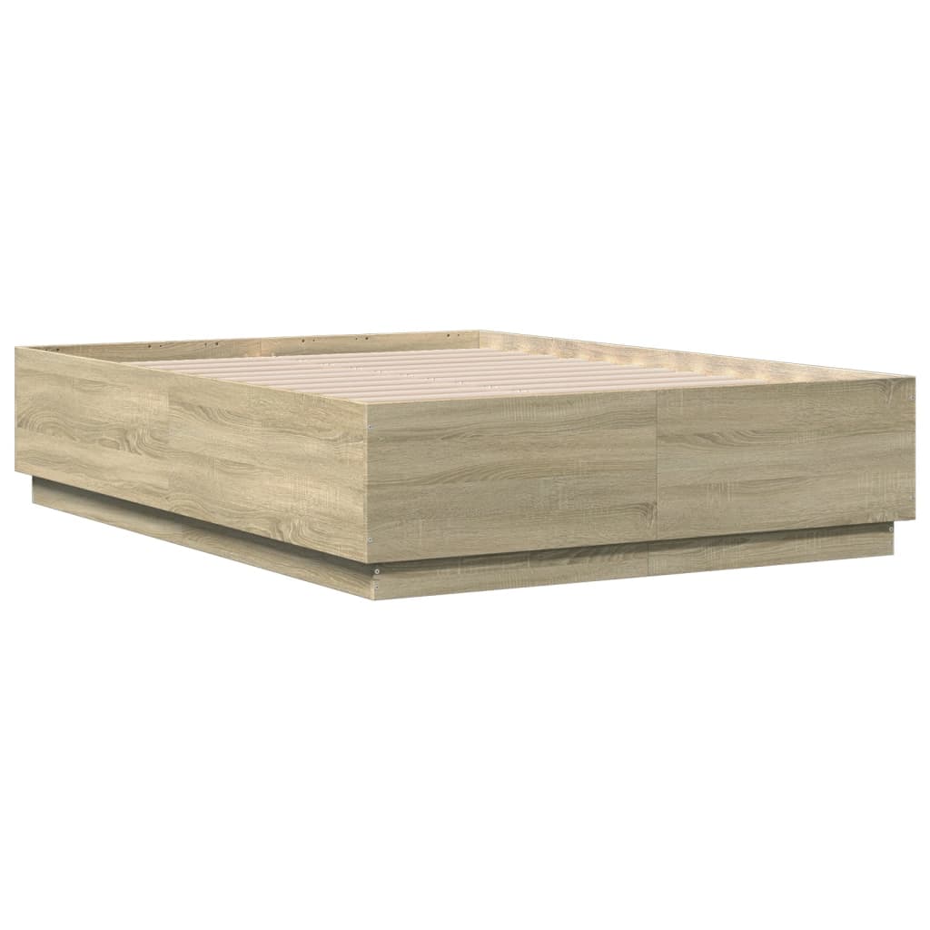 vidaXL Bed Frame with LED without Mattress Sonoma Oak 140x190 cm