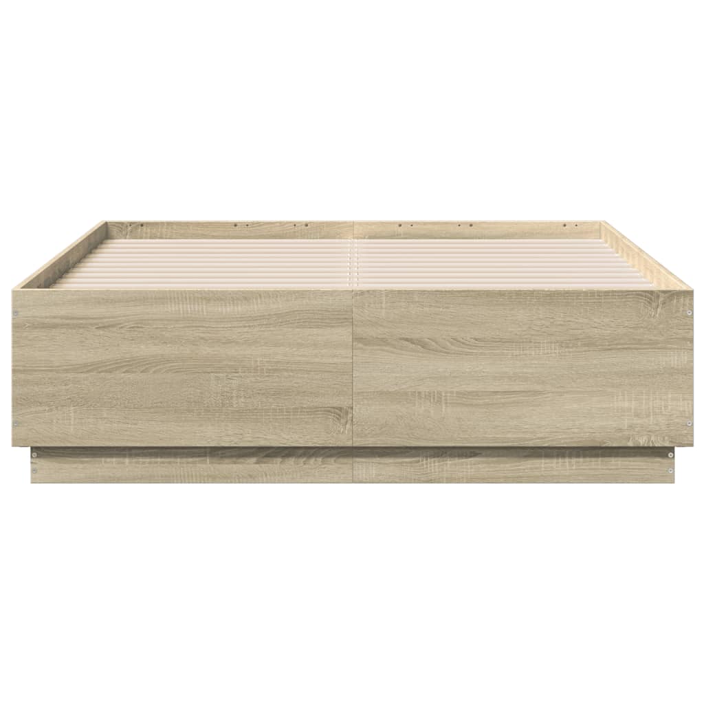 vidaXL Bed Frame with LED without Mattress Sonoma Oak 140x190 cm