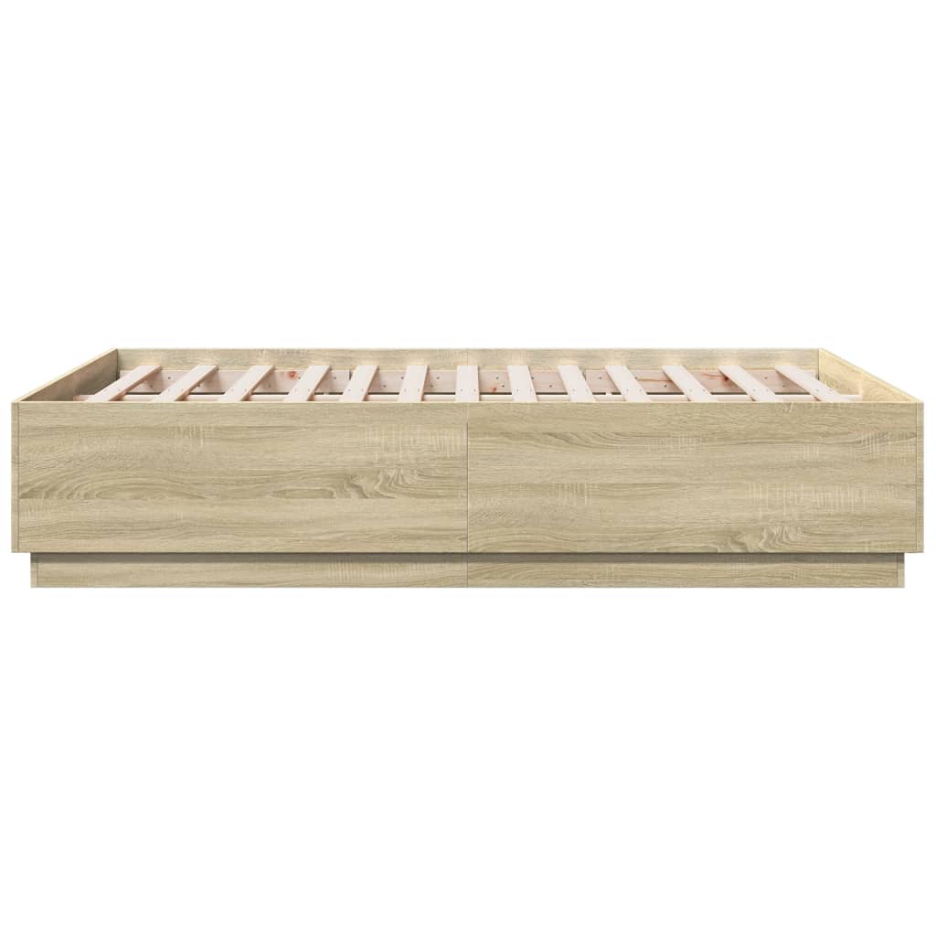 vidaXL Bed Frame with LED without Mattress Sonoma Oak 140x190 cm