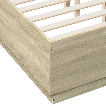 vidaXL Bed Frame with LED without Mattress Sonoma Oak 140x190 cm