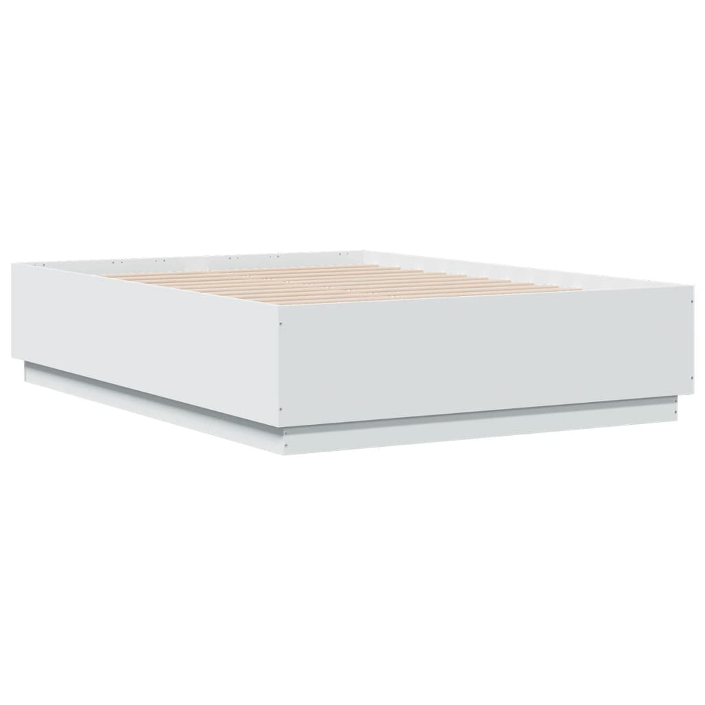 vidaXL Bed Frame with LED without Mattress White 135x190 cm Double