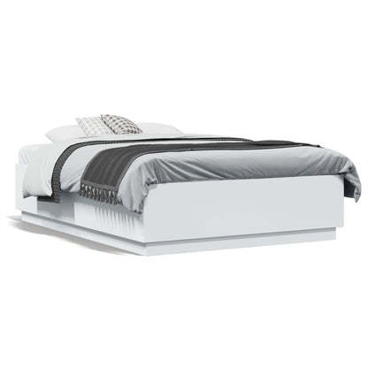 vidaXL Bed Frame with LED without Mattress White 135x190 cm Double