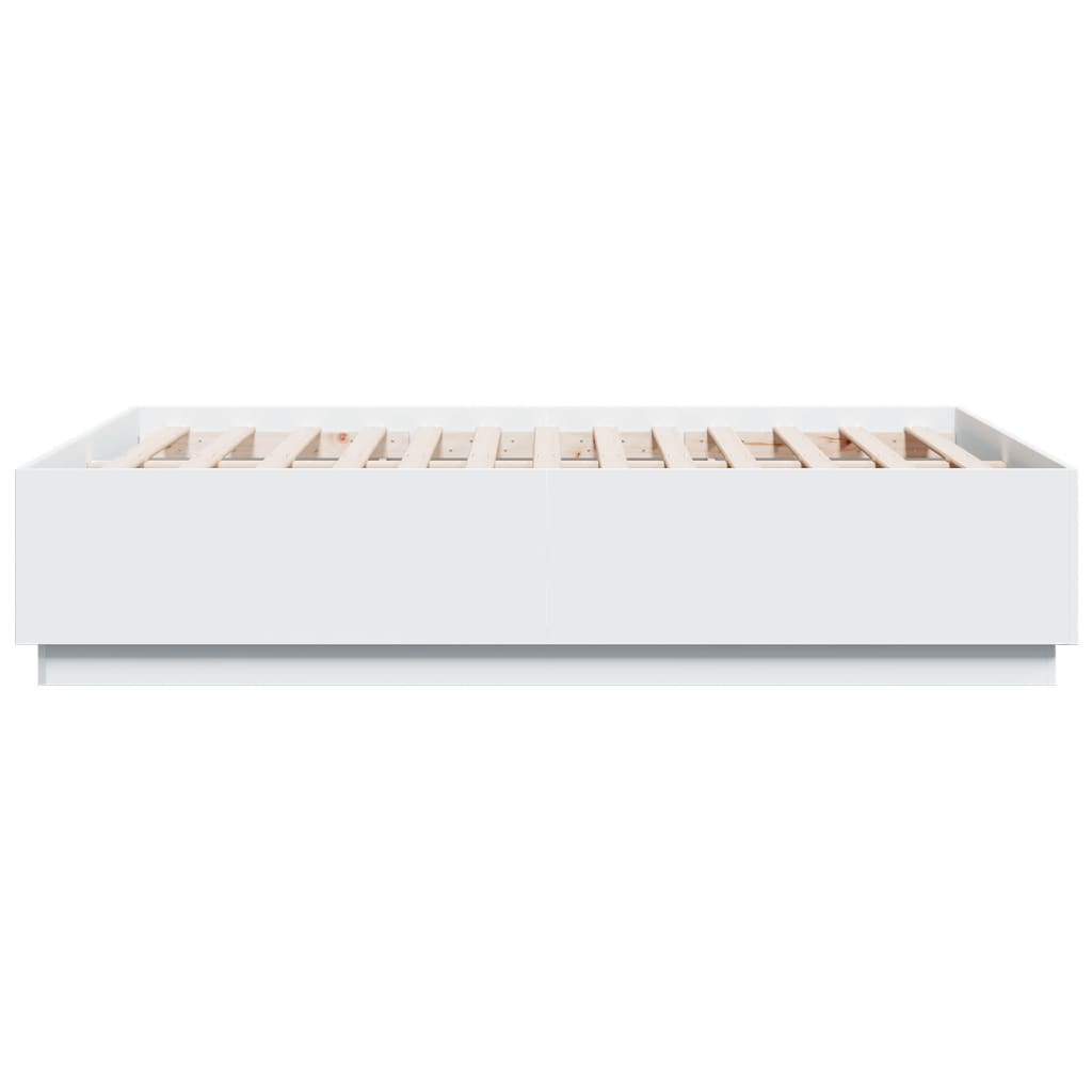 vidaXL Bed Frame with LED without Mattress White 135x190 cm Double