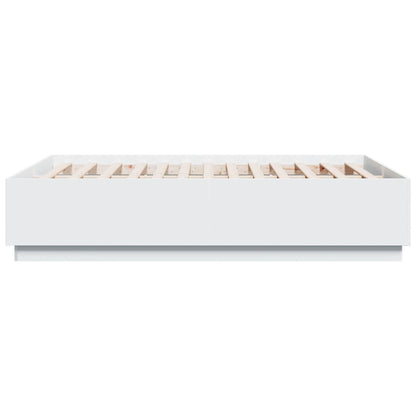 vidaXL Bed Frame with LED without Mattress White 135x190 cm Double