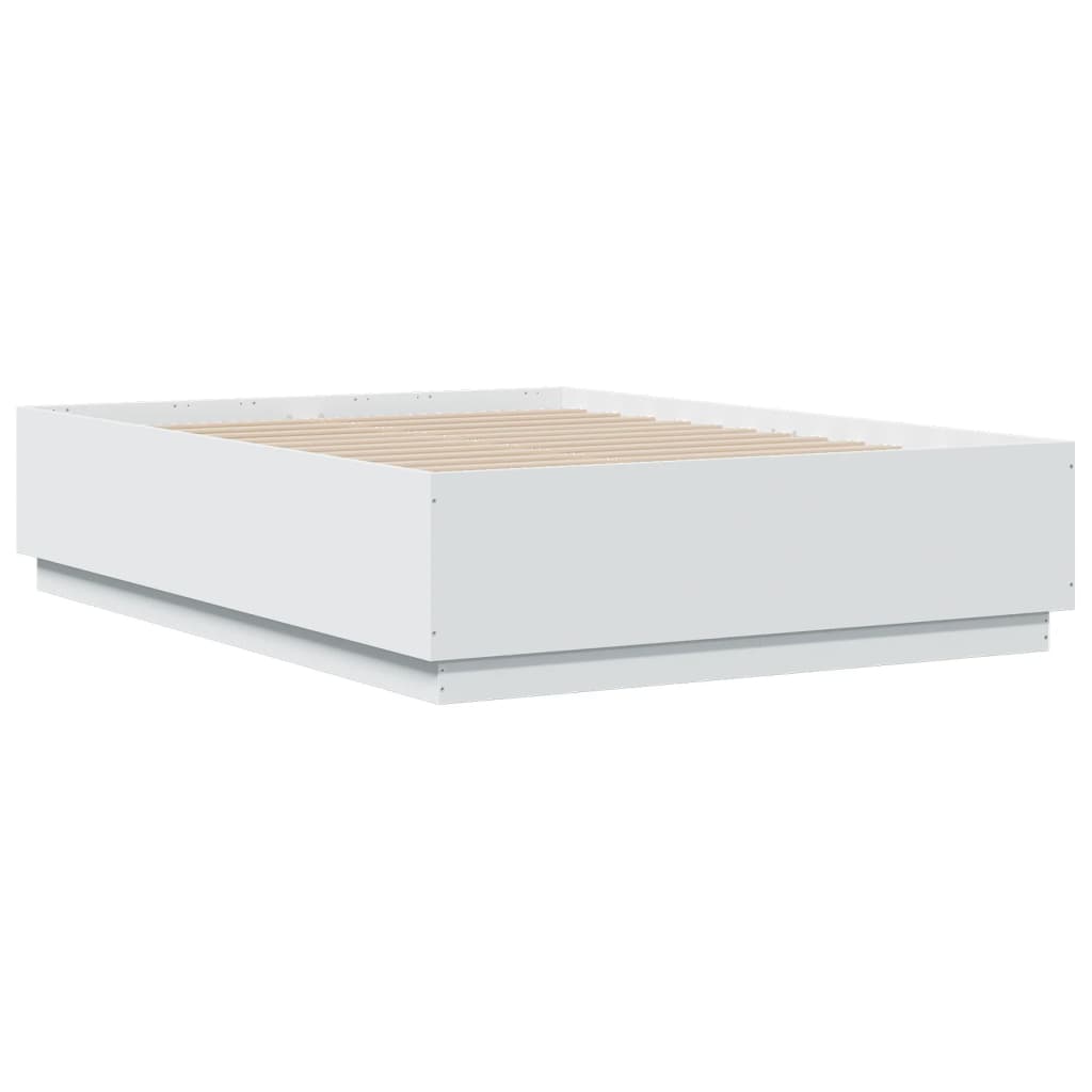 vidaXL Bed Frame with LED without Mattress White 135x190 cm Double