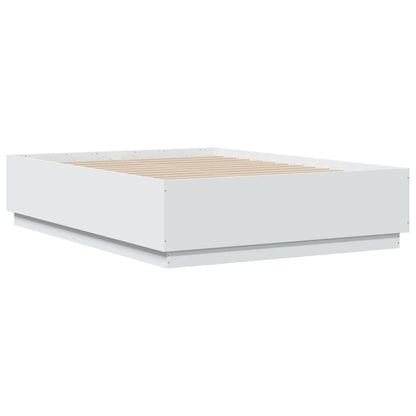 vidaXL Bed Frame with LED without Mattress White 135x190 cm Double