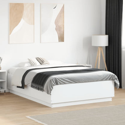 vidaXL Bed Frame with LED without Mattress White 135x190 cm Double
