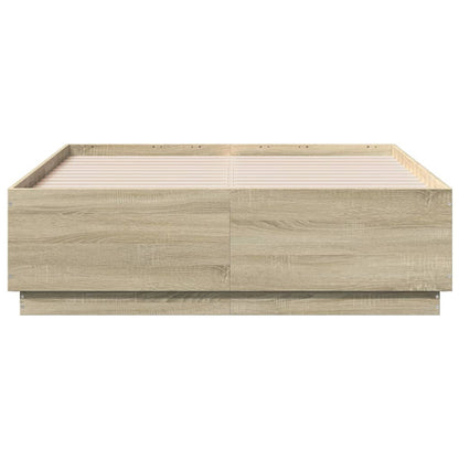 vidaXL Bed Frame with LED without Mattress Sonoma Oak 135x190 cm Double