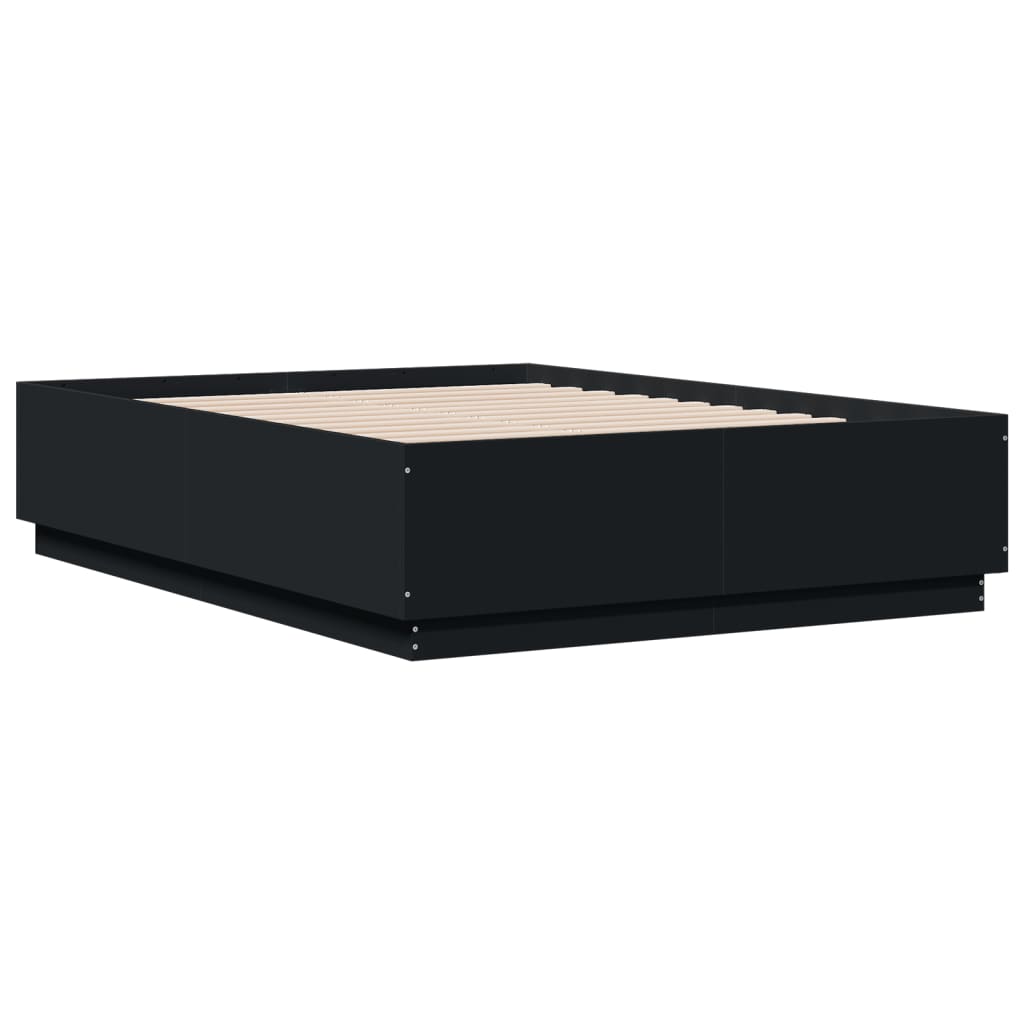 vidaXL Bed Frame with LED without Mattress Black 120x190 cm Small Double