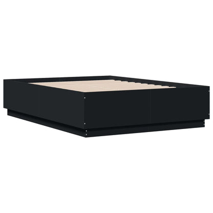 vidaXL Bed Frame with LED without Mattress Black 120x190 cm Small Double